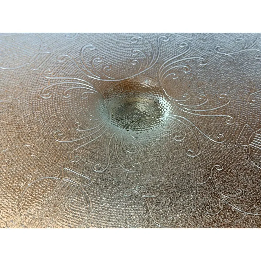 Vintage Jeannette Harp Lyre Cake Stand | Mid Century Pressed Glass Dessert